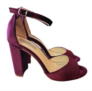 Betsey Johnson Velvetcore Block Heel Mary Jane Burgundy Ankle Strap 9M Y2K Glam